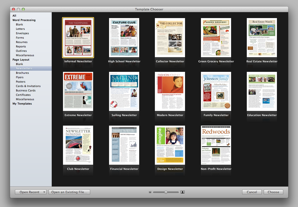 free pages templates for mac